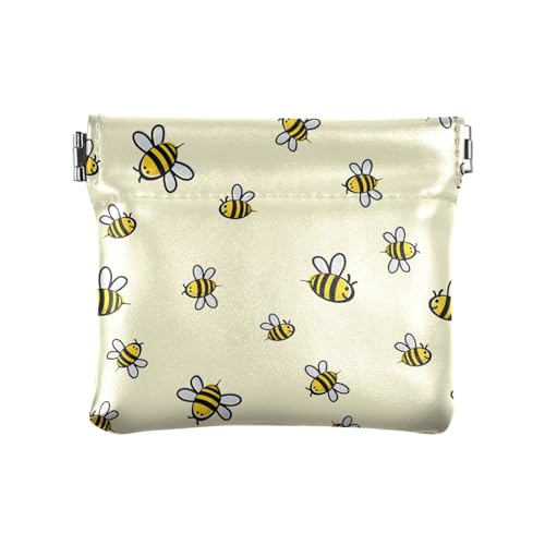 KLL Damen-Geldbörse aus Leder, ausgefallener Schmuck für Mütter, Schwester, niedliche Biene, Glück, niedliche Biene Happy Good Luck, 11 cm (L) x 9,5 cm (B) x 1 cm (H), Druck, niedliche Biene Happy von KLL