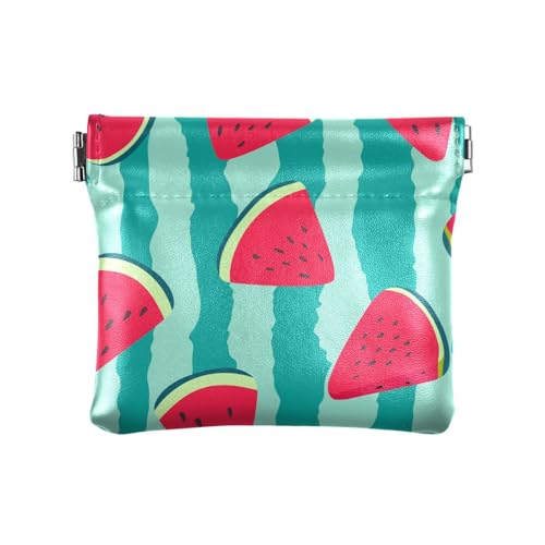 KLL Damen-Geldbörse aus Leder, einzigartige Karten-Schlüssel-Organizer für Mütter, Schwester, rosafarbene Wassermelonen, Obst, rosafarbene Wassermelonen, Obst, 11 cm (L) x 9,5 cm (B) x 1 cm (H), von KLL