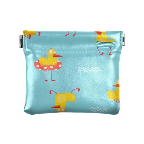 KLL Damen-Geldbörse aus Leder, einzigartige Make-up-Tasche, Kleingeldbörse für Mütter, Schwester, lustiges gelbes Tier, niedliche Ente, lustiges gelbes Tier, niedliche Ente, 11 cm (L) x 9,5 cm (B) x 1 von KLL