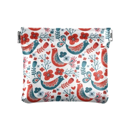 KLL Damen-Geldbörse aus Leder, niedliche Kartenschlüssel-Organizer für Frauen, gemustert, skandinavische Weihnachts-01, PATTERNS_SCANDINAVIAN CHRISTMAS-01, 4.33"(L) x 3.74"(W) x 0.39"(H), Drucken von KLL