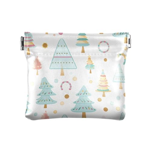 KLL Damen-Geldbörse aus Leder, niedliches Kleingeld, mit Verschluss für Frauen, Freundin, Frohe Weihnachtsbaum, 11 cm (L) x 9,5 cm (B) x 1 cm (H), Druck, Merry Christmas Tree, 4.33"(L) x 3.74"(W) x von KLL
