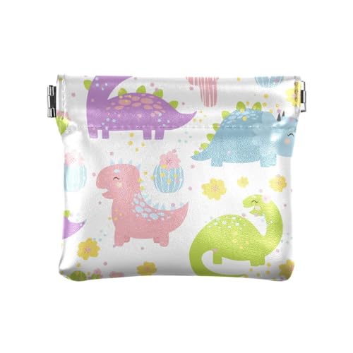 KLL Damen-Geldbörse aus Leder, praktische Mini-Geldbörse für Frauen, Freundin, Dinosaurier, violett, Westernkaktus, Dinosaurier-Violetter Westernkaktus, 4.33"(L) x 3.74"(W) x 0.39"(H), Drucken von KLL