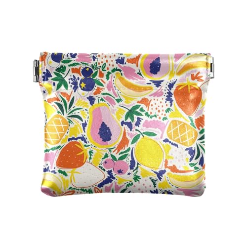 KLL Damen-Geldbörse aus Leder, wasserdicht, Organisationstaschen für Frauen, Obst, 11 cm (L) x 9,5 cm (B) x 1 cm (H), Druck, Früchte, 4.33"(L) x 3.74"(W) x 0.39"(H), Drucken von KLL