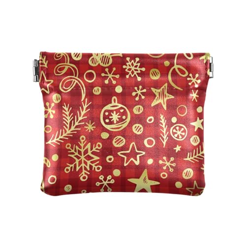 KLL Damen-Geldbörse aus Leder, wasserdicht, Organisationstaschen für Mütter, Schwester, Merry Christmas Buffalo Plaid, Merry Christmas Buffalo Plaid, 11 cm (L) x 9,5 cm (B) x 1 cm (H), Druck, Merry von KLL
