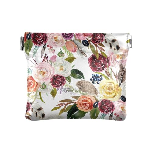 KLL Damen-Geldbörse aus Leder, wasserdicht, Schmuck-Organizer für Damen, ethnisches Boho-Blumenmuster, ethnisches Boho-Blumenmuster, 11 cm (L) x 9,5 cm (B) x 1 cm (H), Druck, Ethnisches von KLL