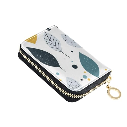 KLL Damen-Geldbörse aus Leder mit frischen Blättern, RFID-blockierend, Kreditkartenetui mit Reißverschluss von KLL
