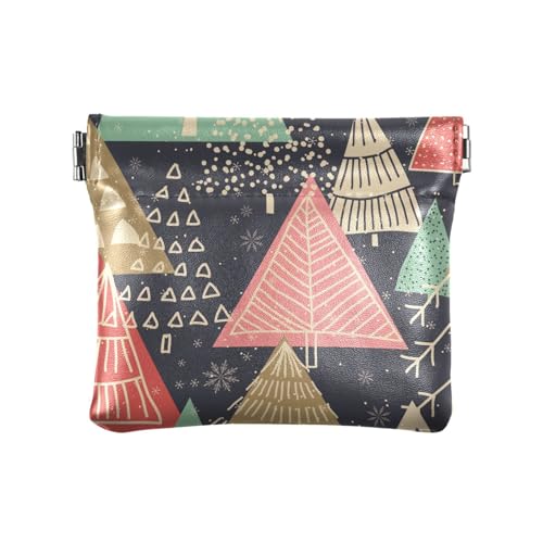 KLL Damen-Geldbörse aus PU-Leder, einzigartige Mini-Geldbörse für Kleingeld, Münzfach für Frauen, Weihnachtsbaum-Cartoon, Weihnachtsbaum-Cartoon, 11 cm (L) x 9,5 cm (B) x 1 cm (H), Druck, von KLL