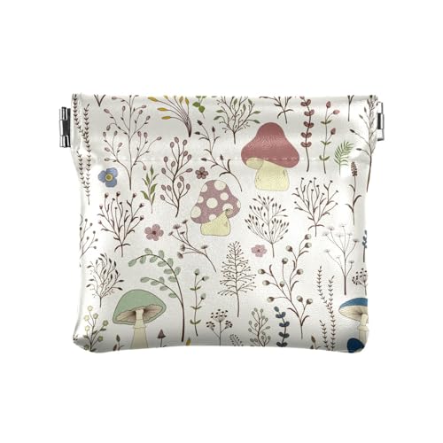 KLL Damen-Geldbörse aus PU-Leder, einzigartiger Schmuck für Frauen, Retro, bunte Blumen, Pilz, Bunte Retro-Blumen, Pilz, 4.33"(L) x 3.74"(W) x 0.39"(H), Drucken von KLL