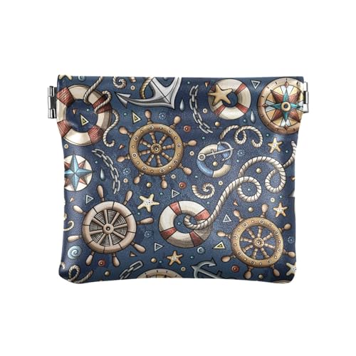 KLL Damen-Geldbörse aus PU-Leder, tragbar, Kartenschlüssel-Organizer für Damen, niedliches Segelwerkzeug, niedliches Segelwerkzeug, 11 cm (L) x 9,5 cm (B) x 1 cm (H), Druck, Niedliches Segelwerkzeug, von KLL