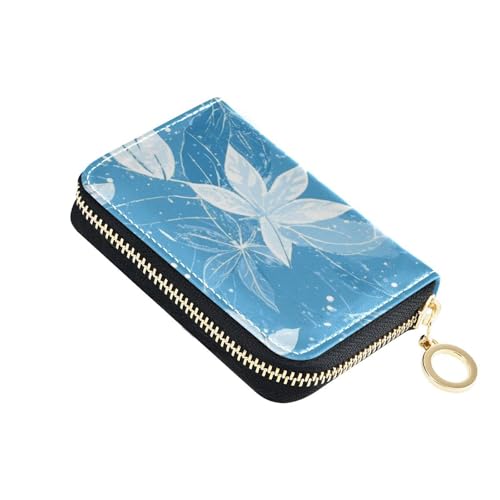 KLL Damen-Geldbörse mit weihnachtlichem Blumenmuster, Leder, Kreditkartenetui mit Reißverschluss, RFID-blockierend, Babyblau von KLL