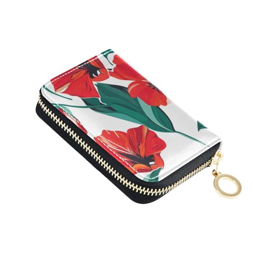 KLL Damen-Kartenetui aus Leder mit 9 Kartenfächern, RFID-blockierend, mit Reißverschluss von KLL