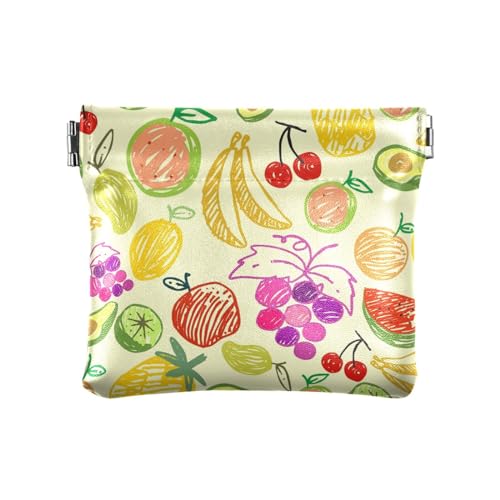 KLL Damen Leder Geldbeutel Tragbare Mini Kulturbeutel für Mutter Schwester, Sommer Gold Früchte, Sommer Gold Früchte, 4.33"(L) x 3.74"(W) x 0.39"(H), Print, Sommerliche Früchte, 4.33"(L) x 3.74"(W) x von KLL