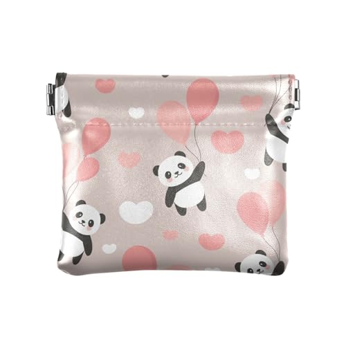 KLL Damen Leder Münzgeldbörse Geldbörse Wasserdicht Reisezubehör für Mütter Schwester, Panda Ballon Rosa, Panda Ballon Rosa, 11.0 cm(L) x 9.5 cm(B) x 1.0 cm(H), Druck, Panda Ballon Rosa, 4.33"(L) x von KLL
