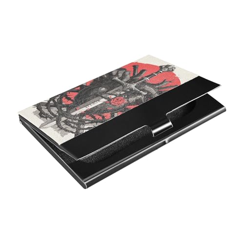 KLL Dark Style Daggers and Human Heart Black and Red Slim Business Card Holder Organizer with Leather & Stainless Steel Name Card Holder for Business Meeting Use portatarjetas para Hombre von KLL