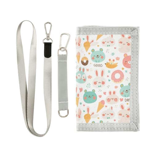 KLL Dessert Ice Cream Animal Trifold Slim Wallets for Travel Trendy Sturdy Men Wallet with Lanyard von KLL