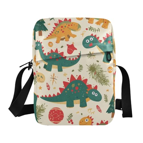 KLL Dino Weihnachts-Umhängetasche für Herren, veganes Leder, Schultertasche, Crossover-Tasche, lässige Schultertasche von KLL