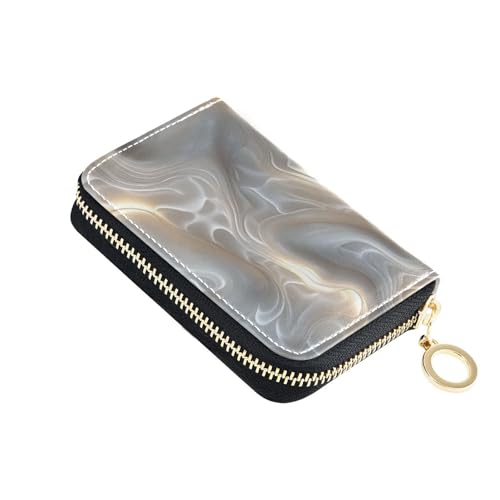 KLL Dreidimensionale weiße Welle, abstraktes Leder, Herren-Geldbörse mit Zion-Geldbörse, RFID-blockierend, Kreditkartenetui für Damen, mit Reißverschluss von KLL