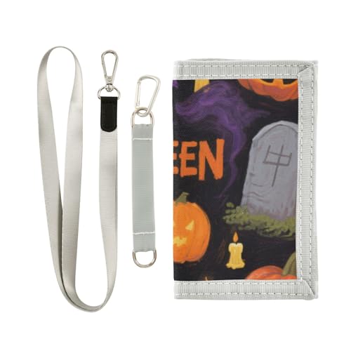 KLL Dreifach gefaltete Kreditkarten-Geldbörse für Männer, trendige, bunte Herren-Geldbörse mit Umhängeband, Orange von KLL