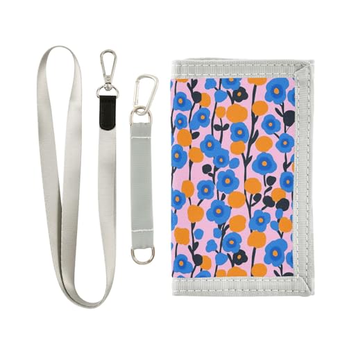 KLL Dreifach gefaltete dünne Geldbörsen für Herren und Damen, minimalistisch, bunt, Kartenhalter, Geldbörse für Herren, mit Umhängeband, Blau und Orange KLL Dreifach gefaltete dünne Geldbörsen für Herren und Damen, minimalistisch, bunt, Kartenhalter, Geldbörse für Herren, mit Umhängeband, Blau und Orange von KLL