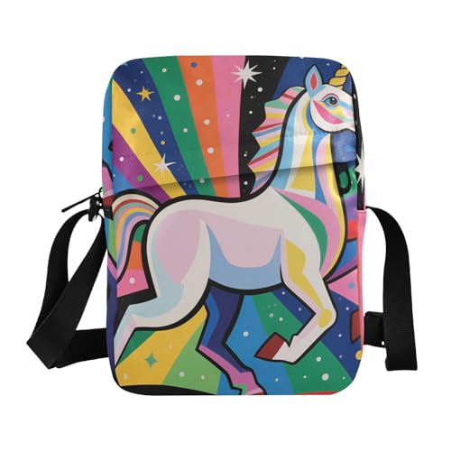 KLL Einhörner Dopamin Farbe Kuriertasche für Damen, veganes Leder, lässige Schultertasche für Damen von KLL