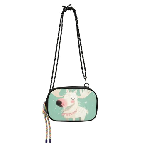 KLL Einzigartige Elch-Umhängetasche für Damen, wasserdicht, mit verstellbarem Riemen, Nylon, kleine Umhängetasche, Pastellfarben, Schwarz von KLL