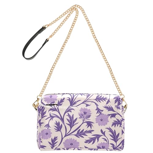 KLL Elegante Lavendel-Blumenmode-Crossbody-Tasche für Damen, veganes Leder, Damen-Geldbörse, wasserdicht, Schulterhandtaschen von KLL