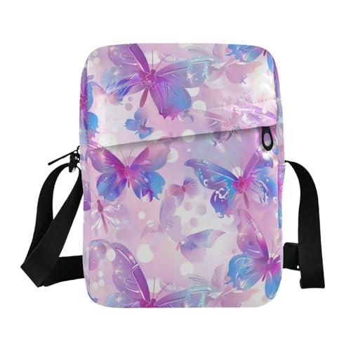 KLL Fantasy Sweet Butterflies Messenger Bag, Umhängetasche, veganes Leder, Crossbody-Tasche für Damen, Reisen, Damen-Schulterhandtaschen von KLL