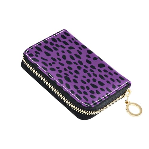 KLL Fashion Purple Leopard Print Leather Women's Card Holder Wallets with 2 Cash Slots RFID Blocking Card Holder Women with Zipper von KLL