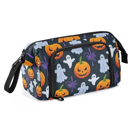 KLL Federmäppchen, Motiv: Halloween-Kürbis in Ölgemälde, großes Fassungsvermögen, für Bleistifte mit Schlitz, für Krankenschwestern, Schule, Gelb KLL Federmäppchen, Motiv: Halloween-Kürbis in Ölgemälde, großes Fassungsvermögen, für Bleistifte mit Schlitz, für Krankenschwestern, Schule, Gelb von KLL