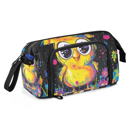 KLL Federmäppchen, Organizer, großes Fassungsvermögen, Kosmetiktasche mit Fach, Etui mit Stifthalter für Kinder, Schulbedarf, süßes Yuanbao Huhn von KLL