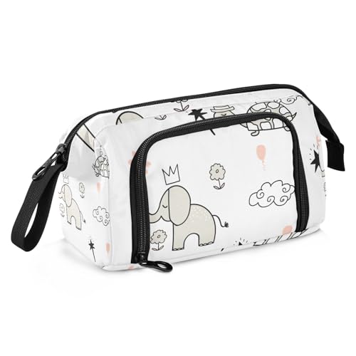 KLL Federmäppchen, Organizer, großes Fassungsvermögen, Reißverschluss, multifunktionales Federmäppchen für Schule, Mann, Elementartier von KLL