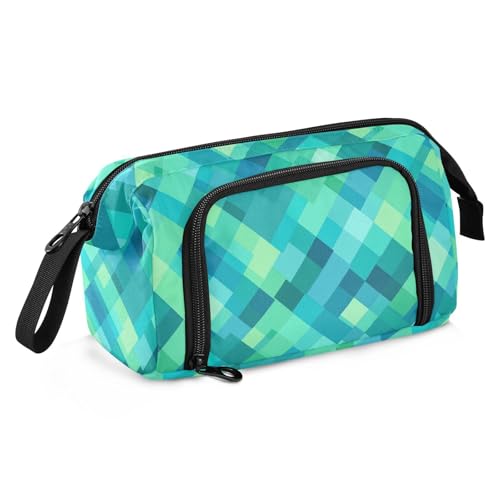 KLL Federmäppchen, große Kapazität, Aufbewahrungstasche, tragbare Federmäppchen für Schule, Herren, High School, Rhomboid, Türkis, Grün von KLL