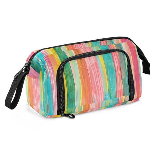 KLL Federmäppchen, mehrfarbig, diskrete Streifen, großes Fassungsvermögen, Aufbewahrungstasche mit Reißverschluss, für Krankenschwestern, Grundschule von KLL