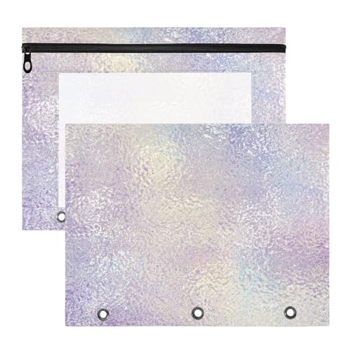 KLL Federmäppchen, transparent, 3 Ringe, für A4-Papier, Briefe, 2 Stück, Studenten, Kunstbedarf, Aufbewahrung, lila, mattes Finish von KLL