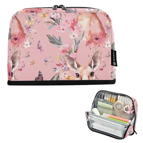 KLL Federmäppchen Große Kapazität Federmäppchen Niedliche Mehrzwecktasche für Erwachsene Schule Must Haves Chic Kangaroo Hot Pink von KLL