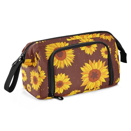 KLL Federmäppchen Große Kapazität Große Federtasche Multifunktionales Federmäppchen mit Fächern für Lehrer Schule Must Haves Sonnenblume-02 von KLL