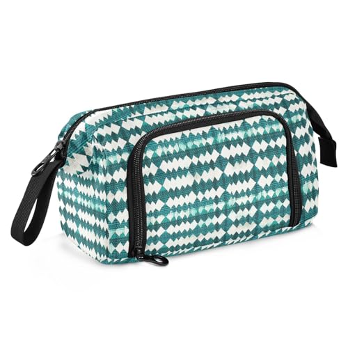 KLL Federmäppchen Große Kapazität Schule Must Haves Multifunktionale Federmäppchen für Erwachsene für Mädchen Büro Fischgrätenmuster Hahnentritt Kariert Türkis Grün von KLL