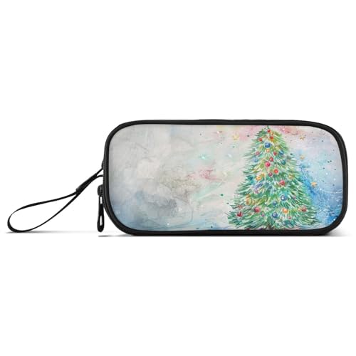 KLL Federmäppchen aus Nylon, Motiv: Merry Christmas Tree, großes Fassungsvermögen, Schreibwaren für High School Boys von KLL