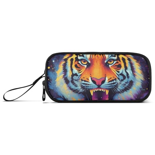 KLL Federmäppchen aus Nylon, Neonfarben, coole Tiger, hohe Kapazität, Federmäppchen für Teenager, Mädchen, Schreibwaren für College-Mädchen von KLL