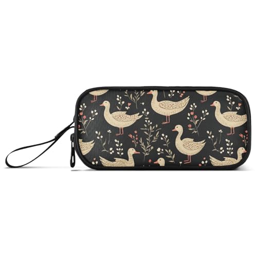 KLL Federmäppchen aus Nylon, mit weißen Entengrünen Blättern, großes Fassungsvermögen, Schreibwaren-Organizer für adrette Schule von KLL