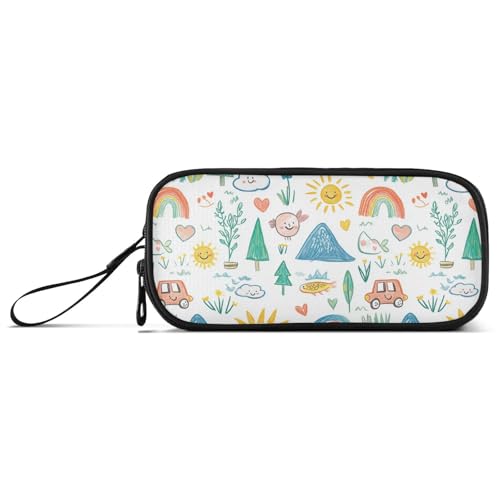 KLL Federmäppchen für Kinder, Cartoon-Kritzeleien, Nylon, Reißverschluss, große Kapazität, Federmäppchen für Teenager, Mädchen, Schule, Schreibwaren für High School Herren von KLL