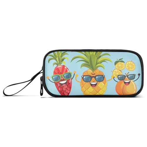 KLL Federmäppchen für Mädchen, Motiv: blaue Früchte, Ananas, Nylon, großes Fassungsvermögen, Schreibwaren-Organizer für Mittelschule, Lehrer von KLL