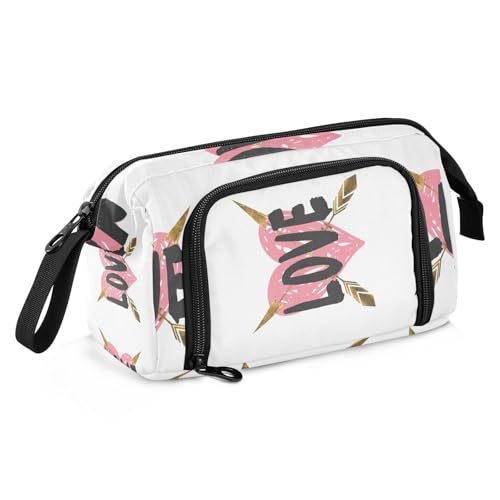 KLL Federmäppchen für Schule, großes Fassungsvermögen, niedliches Federmäppchen mit Griff, Federmäppchen mit Reißverschluss, für Studenten, adrette Schulbedarf, Happy Valentine's Day (65) von KLL