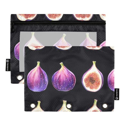 KLL Federmäppchen mit 3 Löchern, Feigenfrucht, 3 Löcher, Tasche für drei Ringe, Bindertaschen mit 3 Löchern, für Kinder, Schreibwarenbedarf von KLL