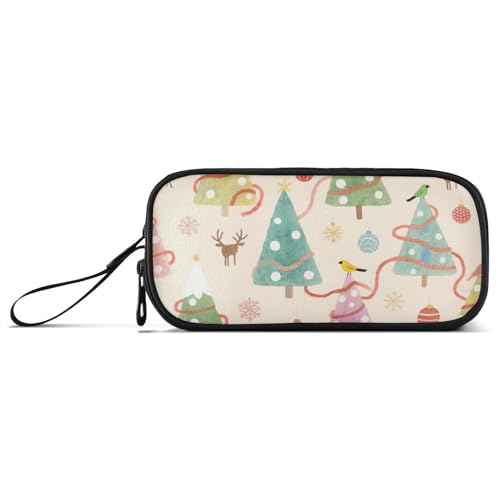 KLL Federmäppchen mit Aufschrift "Merry Christmas", bunt, Weihnachtsbaum, Nylon, große Kapazität, Federmäppchen für College, Schreibwaren, Organizer für High School Man von KLL