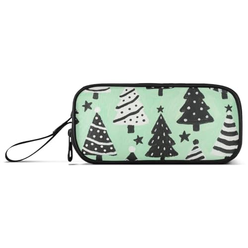 KLL Federmäppchen mit Aufschrift "Merry Christmas with Mint and Green Trees", Nylon, große Kapazität, Federmäppchen, Schreibwaren-Tasche für College-Teens KLL Federmäppchen mit Aufschrift "Merry Christmas with Mint and Green Trees", Nylon, große Kapazität, Federmäppchen, Schreibwaren-Tasche für College-Teens von KLL