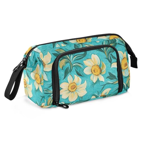 KLL Federmäppchen mit Ölgemälde mit weißen Gänseblümchen, große Kapazität, Hartschalen-Federmäppchen mit Schlitz für Teenager, Elementary KLL Federmäppchen mit Ölgemälde mit weißen Gänseblümchen, große Kapazität, Hartschalen-Federmäppchen mit Schlitz für Teenager, Elementary von KLL
