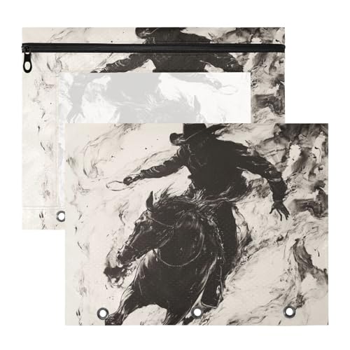 KLL Federmäppchen mit Reißverschluss, Stifthalter für A4-Papier, Briefe, 2 Stück, Lehrer, Schulanfang, Western-Cowboy von KLL