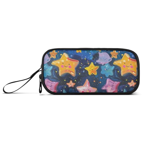 KLL Federmäppchen mit Sternenmotiv, Nylon, großes Fassungsvermögen, großes Fassungsvermögen, Federmäppchen mit Reißverschluss, Schulbedarf für elementare Frauen von KLL