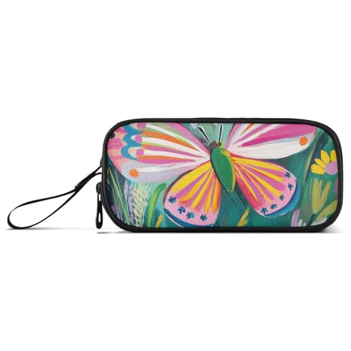 KLL Federmäppchen mit bunten Blumen, Schmetterling, Nylon, großes Fassungsvermögen, Federmäppchen für Teenager, Mädchen, Schreibwaren für College-Frauen von KLL